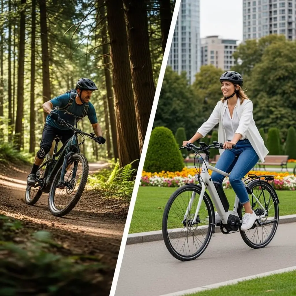 man and women riding on their electric bikes