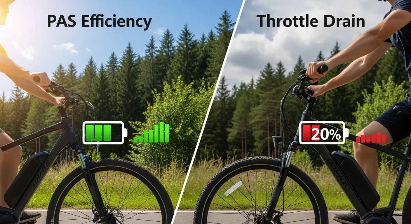 Battery Life: PAS Efficiency vs Throttle Drain